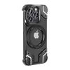 Magnetic Rotating Stand Case for iPhone 15 Pro Max and iPhone 14: Transparent Battle Armor Design