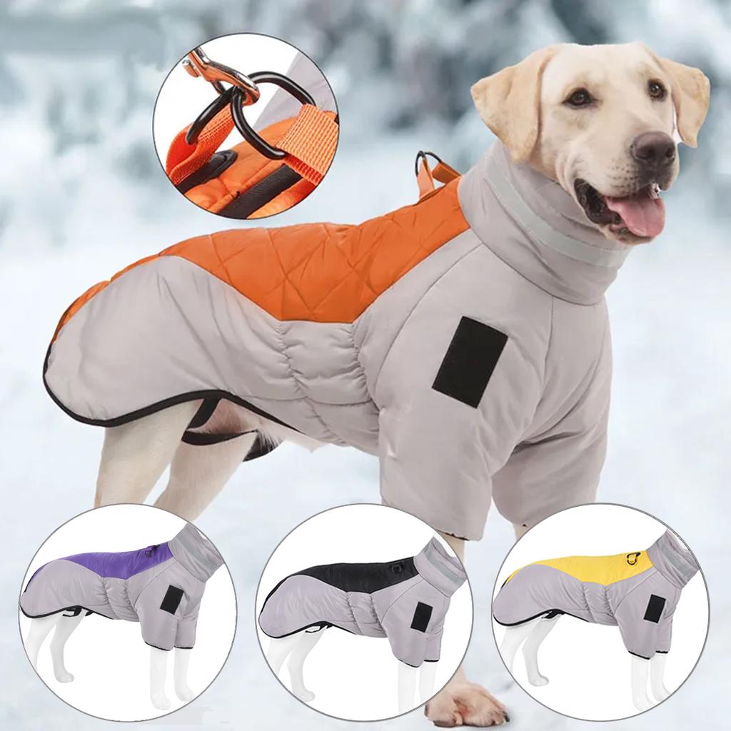 Autumn Winter Warm Dog Down Jacket Waterproof Large Dog Coat Reflection High Collar Pet Clothing for Medium Large Dogs