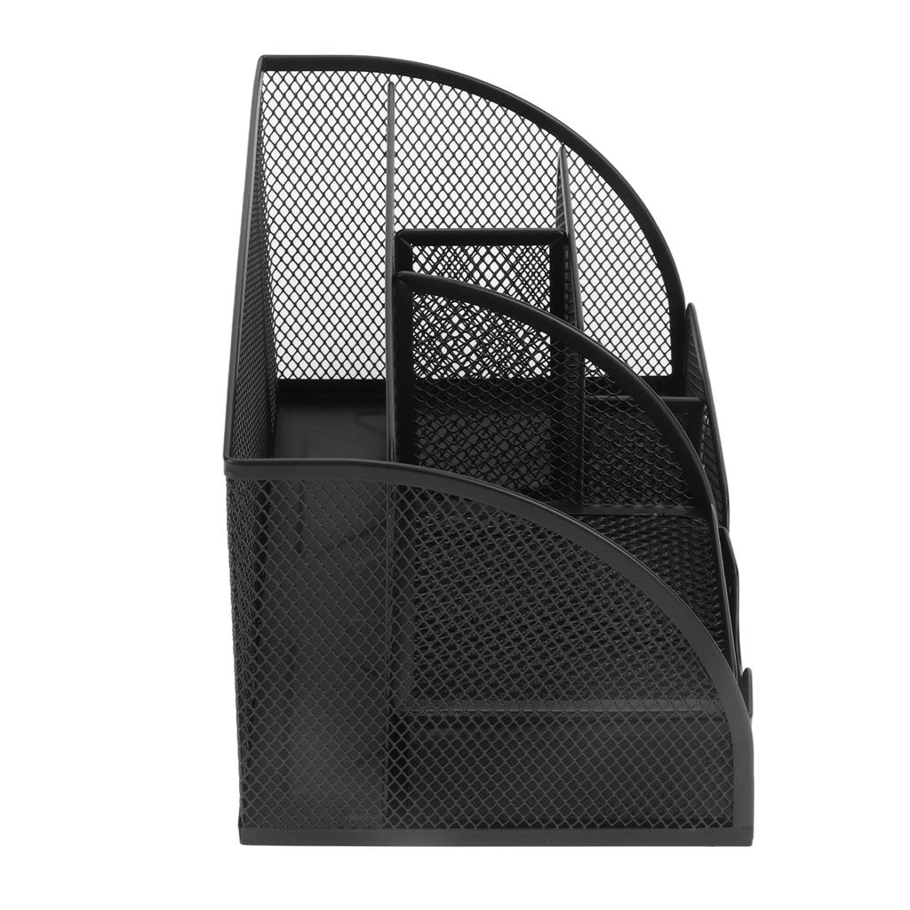 Desktop Mesh Pen Storage Holder 7 Compartments Multifunction Black for Home Sturdy Office