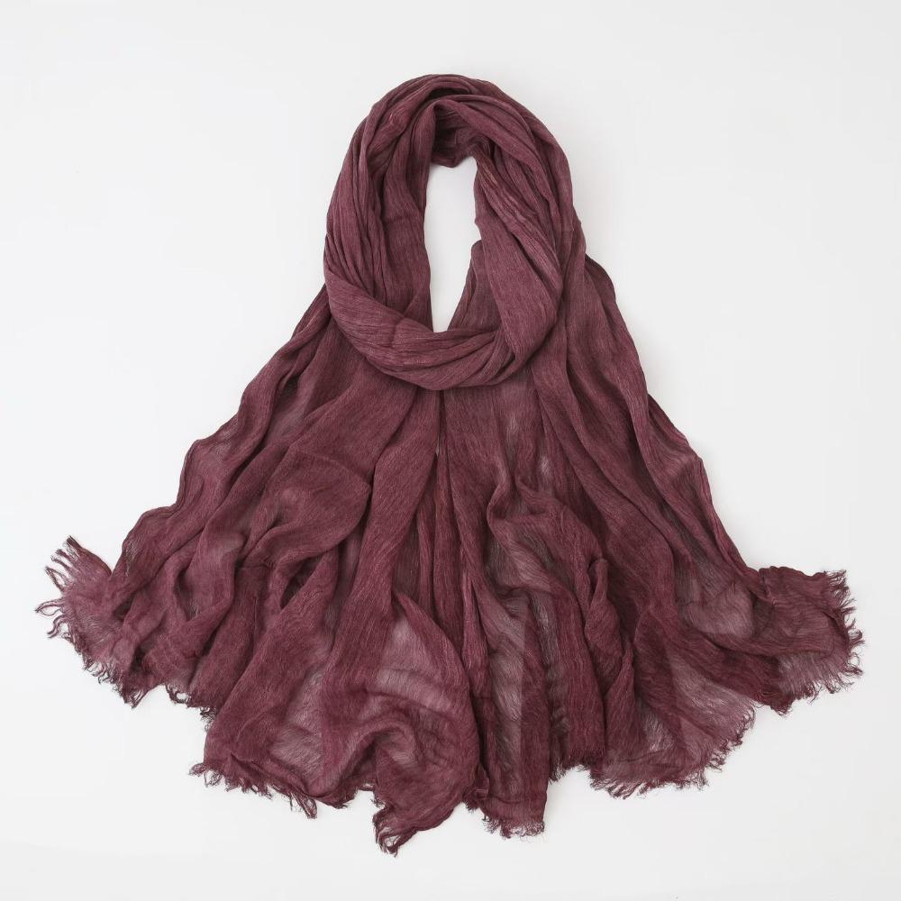 Solid Color Crinkle Hijabs Tie-dye Rayon Female Turban Women Muslim Scarf Shawls Four Seasons