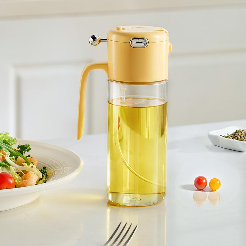 Automatic Opening and Closing Reverse Spray 2-in-1 Glass Oil Pot Seasoning Bottle Large Capacity Thickened Food Grade Oil Pot