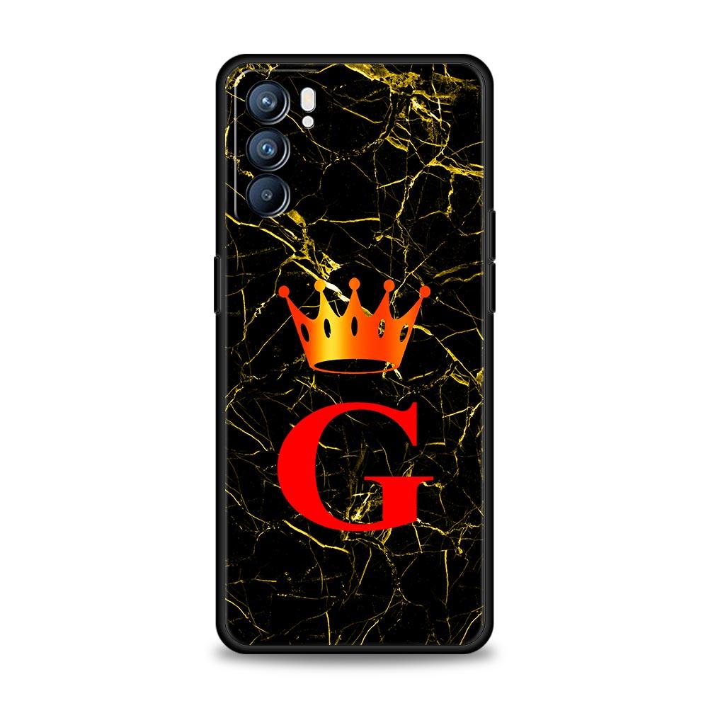 Marble Letter Phone Case For Oppo A17 A31 A54 A57 A78 A79 A98 Find X5 X6 Reno 6 7 8 10 11 12 13 F Pro 5G Soft TPU Cover Fundas