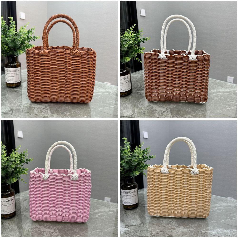 Imitation Rattan Storage Basket Square Woven Handbag Creative Hanging Baskets Flower