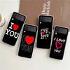 Phone Case For Samsung Galaxy Z Flip 3 4 5 Hard Folding Clear PC Bumper I Love You Pink Heart For Samsung Z Flip 6 Cover