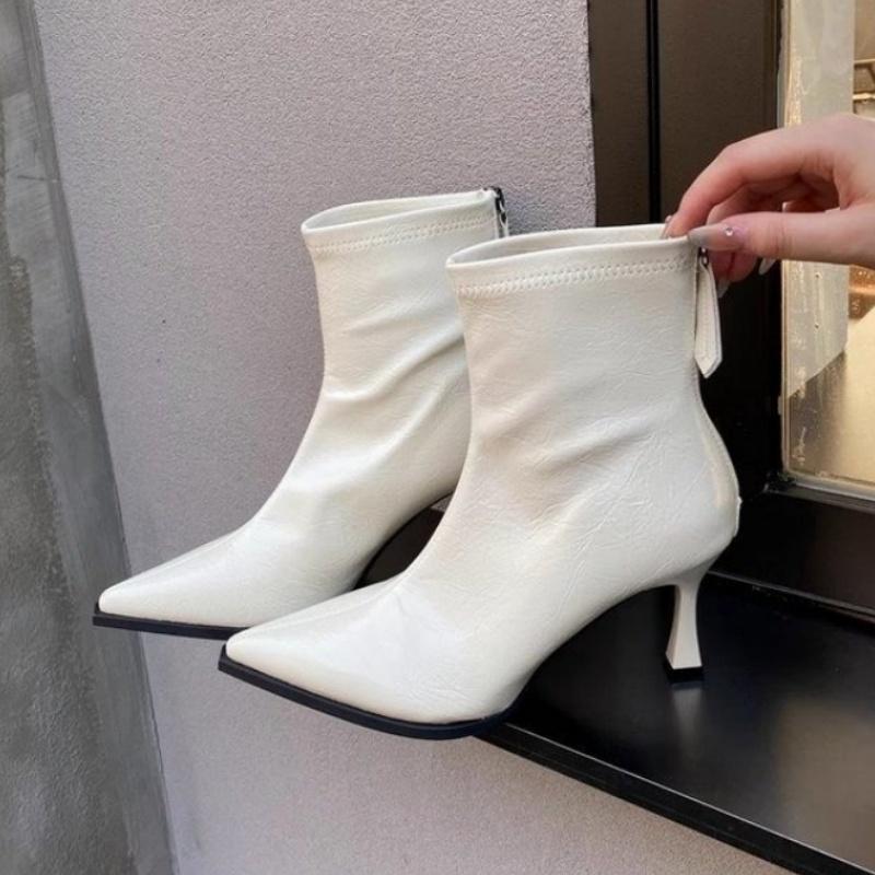 

Сексуальные женские ботильоны с острым носком на высоком каблуке, кожаные туфли «Челси», зимняя тенденция 2025 года, новые элегантные туфли для офиса, туфли-лодочки Botas Mujer 34