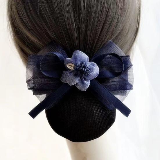 Women Hair Net Mesh Head Flower Headdress Floral Hair Adornment Versatile Decorative Hair Mesh Hair Styling Tool