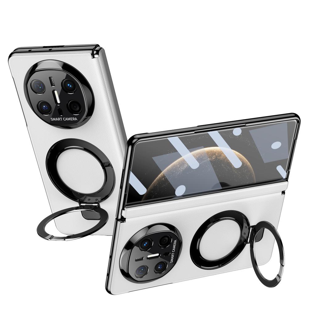 Business Style Pivot Magnetic Leather Case For Huawei Mate X5 X6 Bracket Cover Alloy Stand Ring With Glass Screen Protector