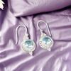 Sky Blue Topaz Gemstone 925 Sterling Silver Jewelry Handmade Hook Earrings 1.43" EE-117-10