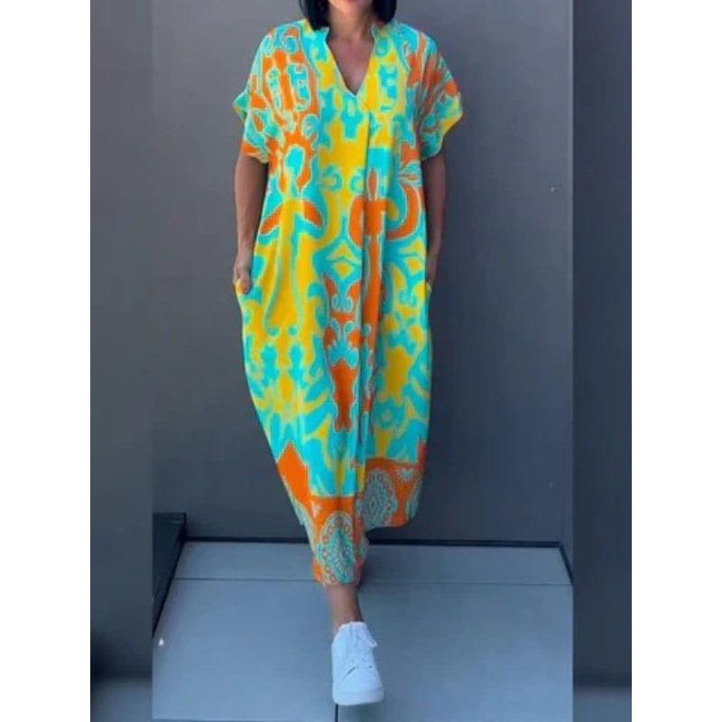 JPNTKYYWomen's Fashion Summer Spring Short Sleeve V-Neck Casual Dresses