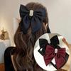 New Style Chiffon Bow Hair Clip Women Pure Color High-grade Rhinestone Spring Clip Hair Accessories