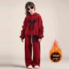 Mädchen lässiger Streetstyle Plus Samt Zweiteiler Set - Herbst/Winter Warmes Outfit