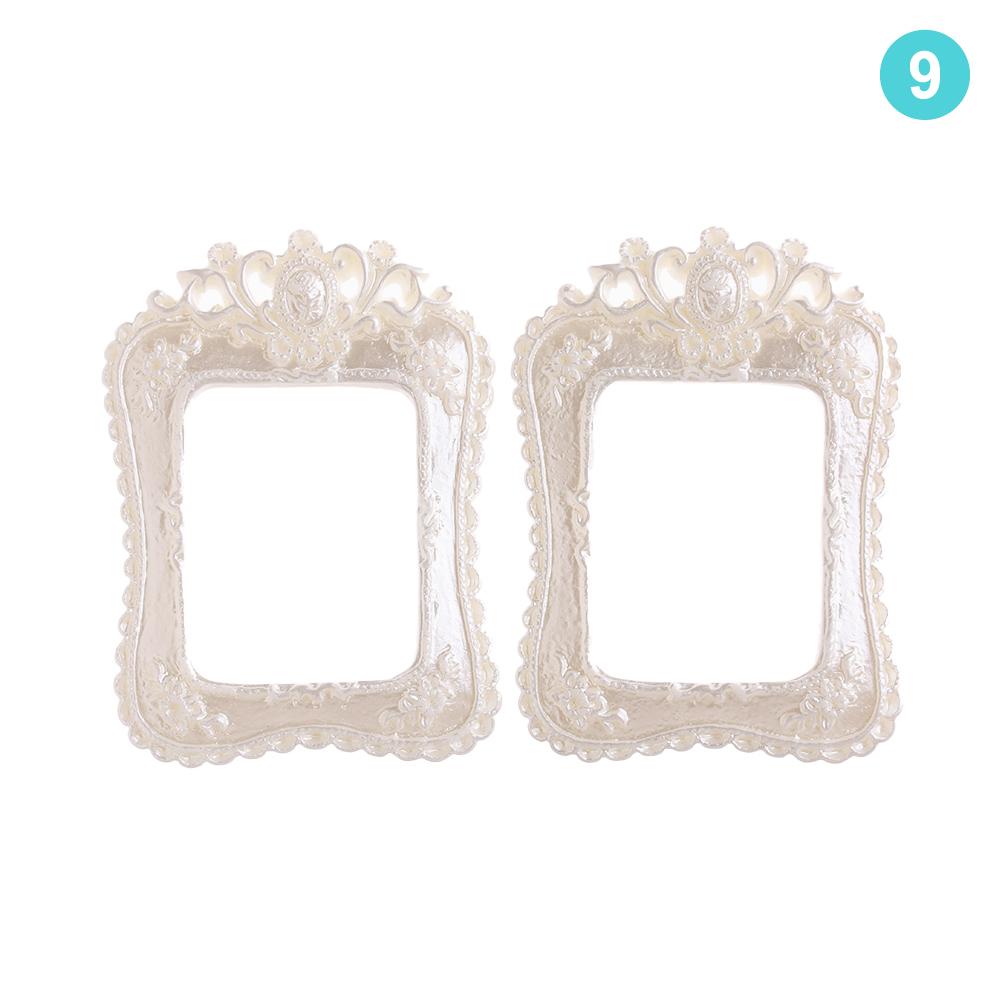 2Pcs 1/12 Mini Resin Photo Frame Dollhouse Miniature Accessories Simulation Furniture Model Toy for Children Doll House Decor
