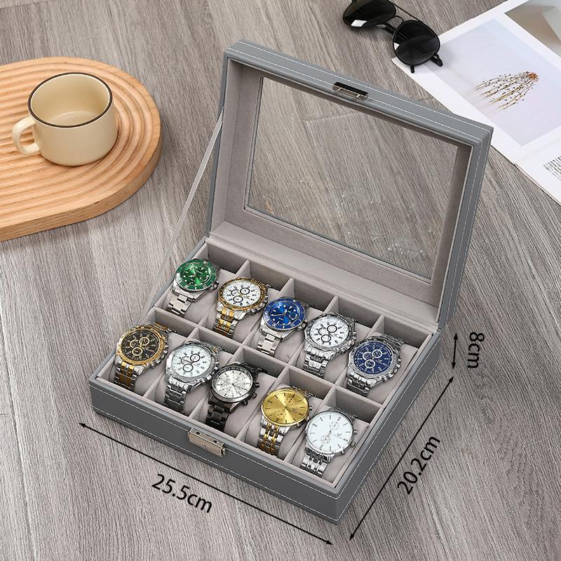 Delesys 2/3/4/5/6/8/9/10/12/20 Slots Household Multi Functional Watch And Jewelry Storage Box Pu Leather Watch Display Case