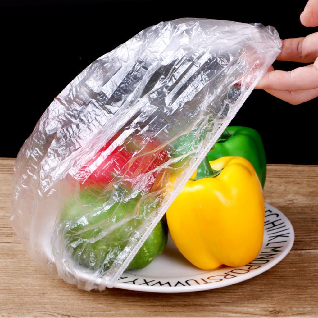 Disposable Food Wrap Cover Transparent High Elasticity Stretchable for Storage Containers100PCS