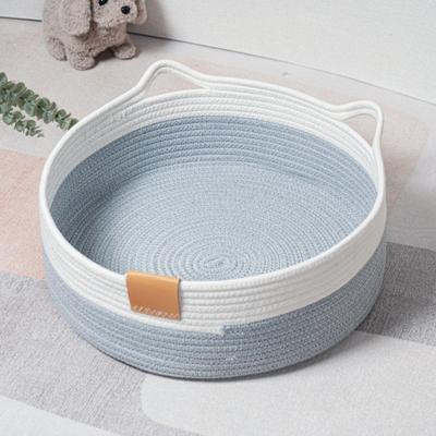 Aus Baumwollseil gewebtes Katzennest, universell für alle Jahreszeiten, handgewebtes Katzenkratzbrettnest, Rattan-Hundenest, waschbar