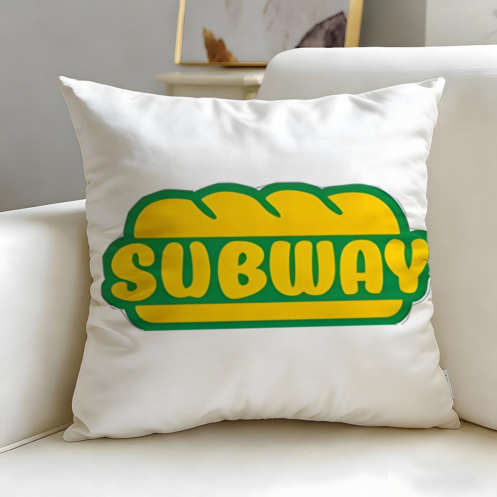 Classic Restaurant Brand Subway Cushion Cover Soft EasyWash Pillow Case Versatile for Couch Bed Travel and Office