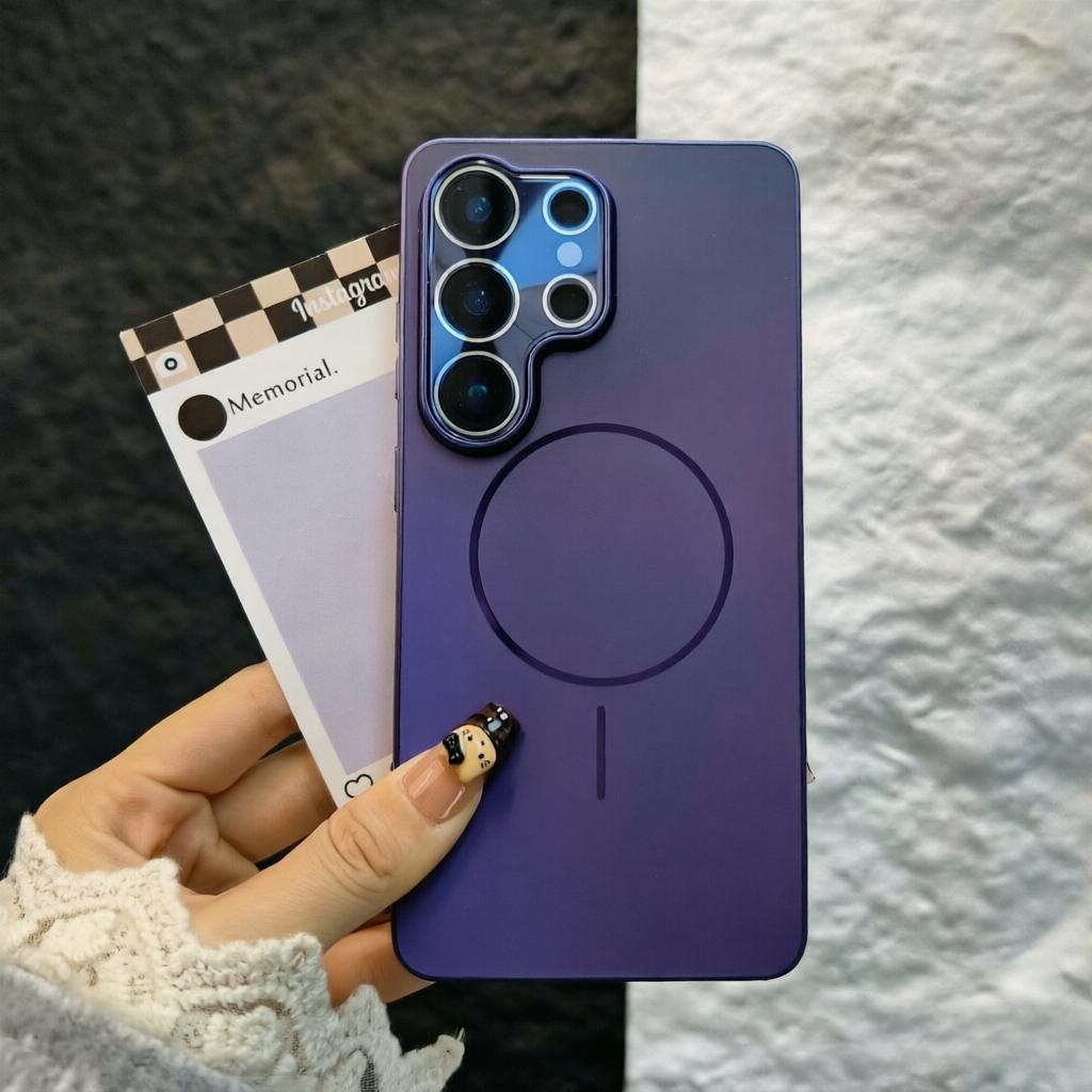 Business Frosted Matte For Magsafe Magnetic Case For Samsung Galaxy S26 Ultra S25 Plus Lens Film Acrylic Plating Hard Back Cover