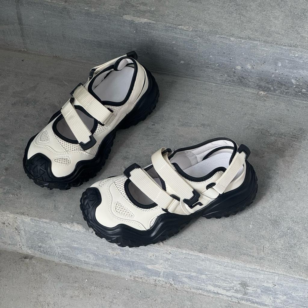 Genuine leather ugly cute thick-soled breathable bag head sandals women's summer Velcro sports dad shoes women Ruini