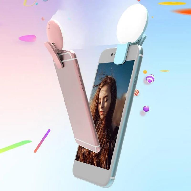 1 Pc LED Selfie Lamp Mobile Phone Lens Portable Selfie Ring Light Clip Mini Selfie Lights USB Charging