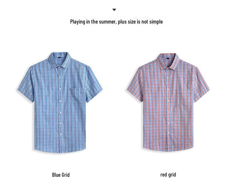 Men’s Plus Size Multi-Color Plaid Short-Sleeve Shirt