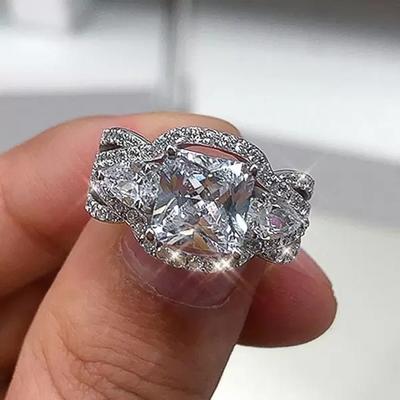 Wedding Bands Eternity Rings for Women Luxury Silver Color Brilliant Cubic Zirconia Bridal Marriage Jewelry