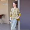 2025 Spring Retro Chinese Jacquard Frog Button Loose Top YW8989