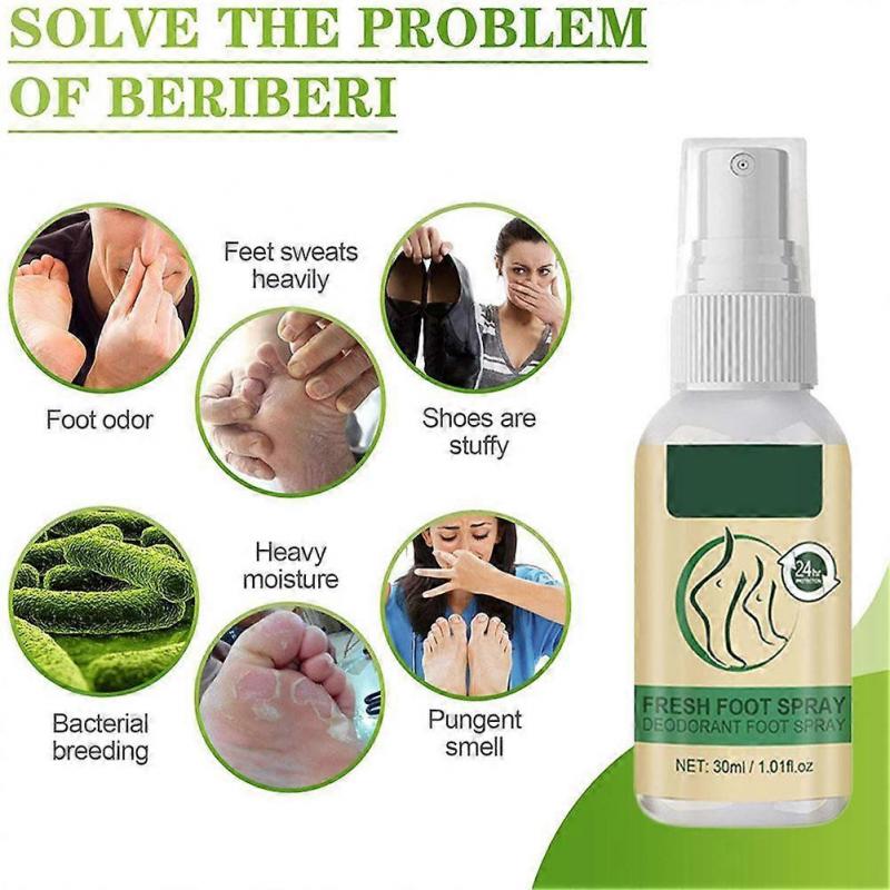 For Feet Fresh Deodorant Spray 30ml Eliminates Odor Moisturizes Soothes Itching Long Lasting Freshness For Dry Cracked Feet