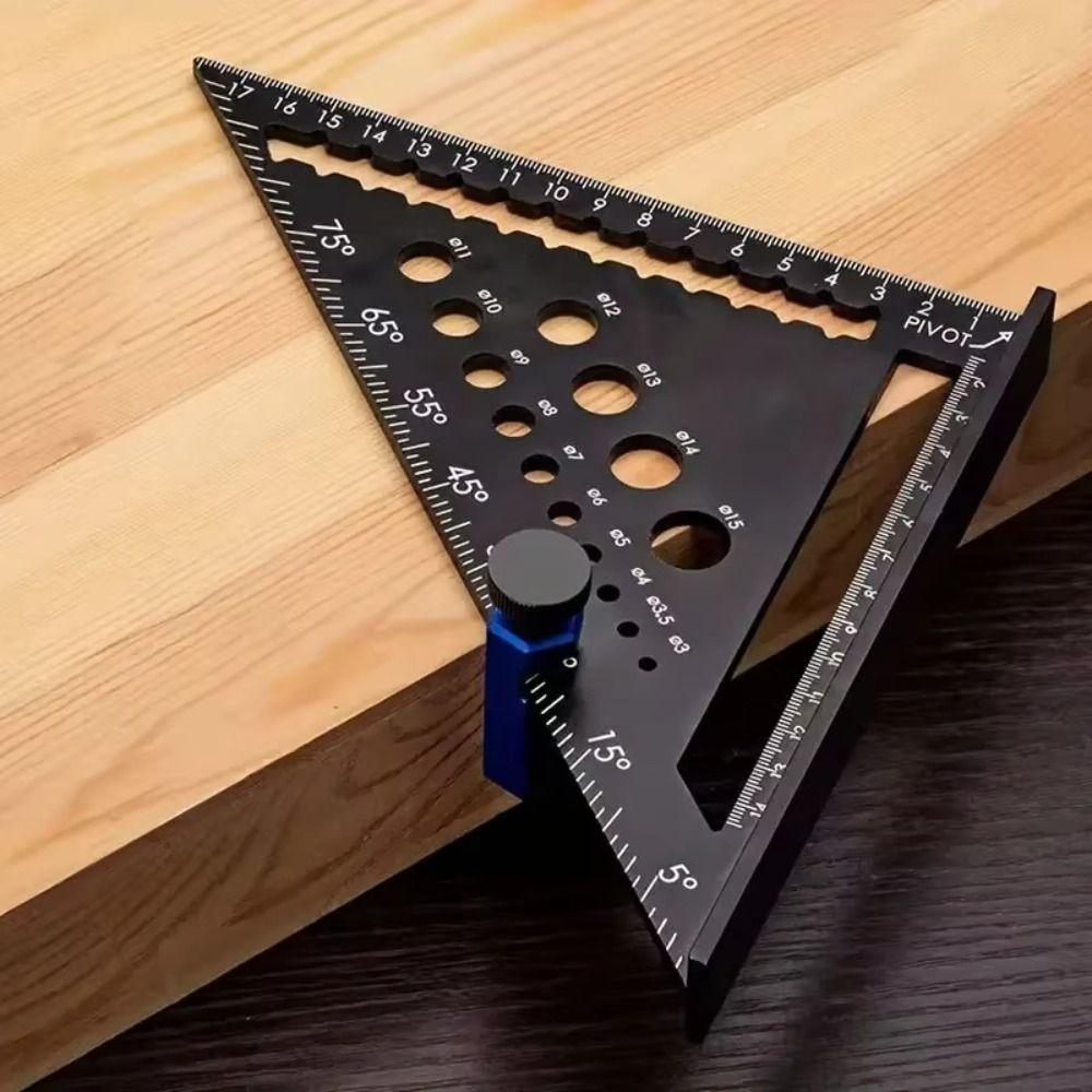 Portable 7inch Triangle Ruler Aluminum High Precision Woodworking Square Multifunctional Wear Resistant Angler Scriber