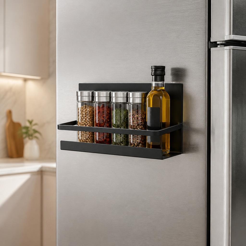 Magnetic Refrigerator Side Storage Rack for Kitchen Organization