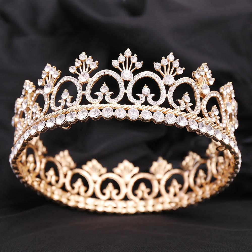 Men's Headwear Prince Crown Beauty Pageant Rhinestone Queen Bar Performance Unisex Round Crown