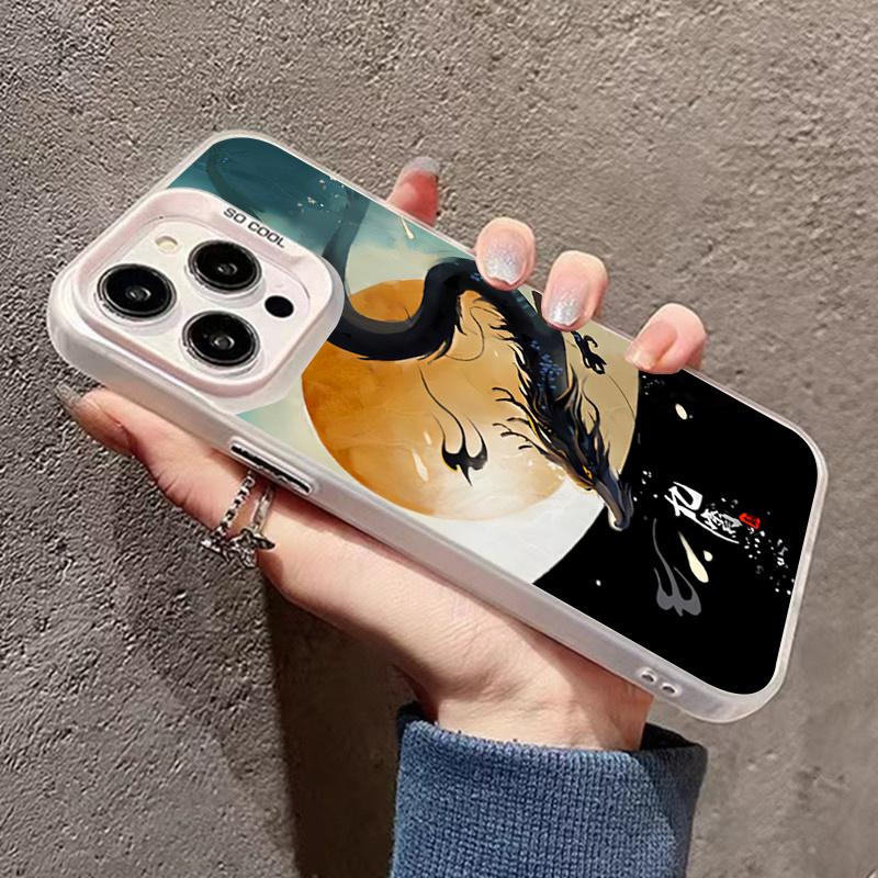 Chinese Flying Dragon Lucky Phone Cover for  Mi 14 13 12 11 Lite 5G NE 12T 13T Poco X5 F5 X6 M6 Pro 4G Plating Matte Cover