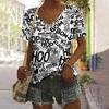 Personalized Retro Women Clothing 3D V-neck Short-sleeved Old Newspaper Print Summer Women Clothing T-shirt Street Harajuku Top