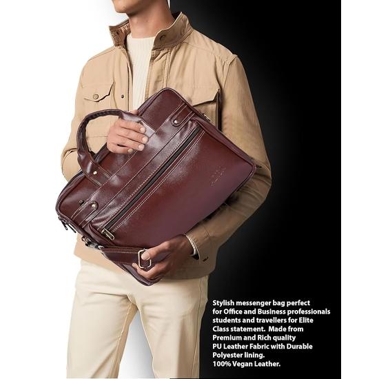 ADISA Laptop Messenger Office Bag Briefcase for Work for Men (LB6051-BRO)
