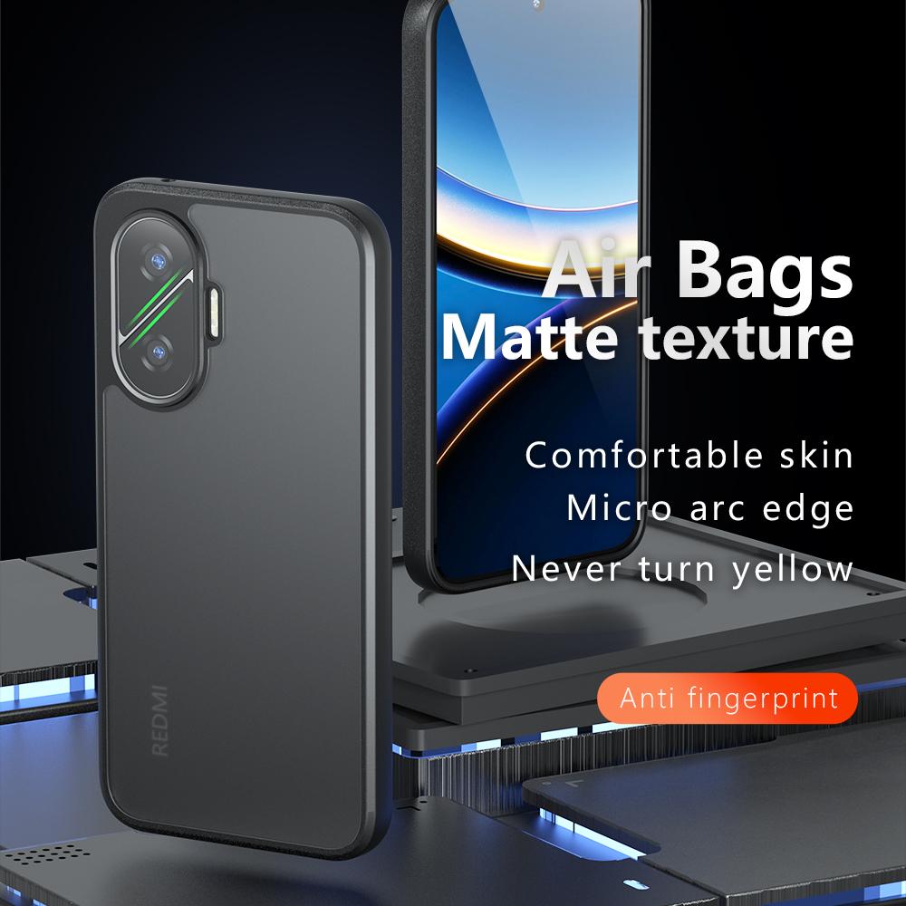 For Xiaomi Redmi Turbo 4 Pro 5G/Poco F7 5G Case Skin-Touch TPU+PC Matte Phone Back Cover, Transparent Black