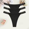 3Pcs Sexy Seamless Women's Underwear Low Waist Rhinestones Letter Thong Solid Stretch G-string Ladies Sports Bikini Lingerie New