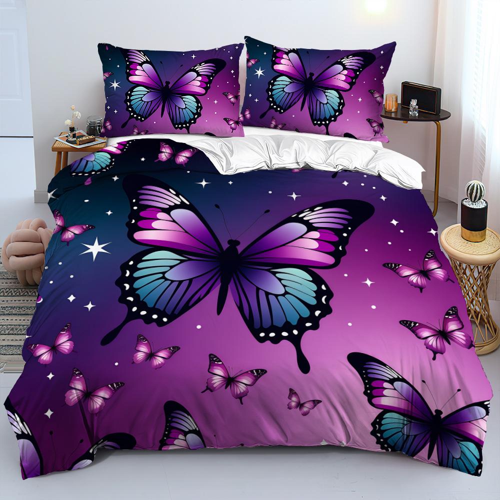 Duvet cover set Butterfly series 3D digital printing single double quilt set three-piece set
