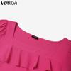 VONDA Summer Sets Women Short Sleeve Ruffled Tops and Mini Skirts Suits Outfits