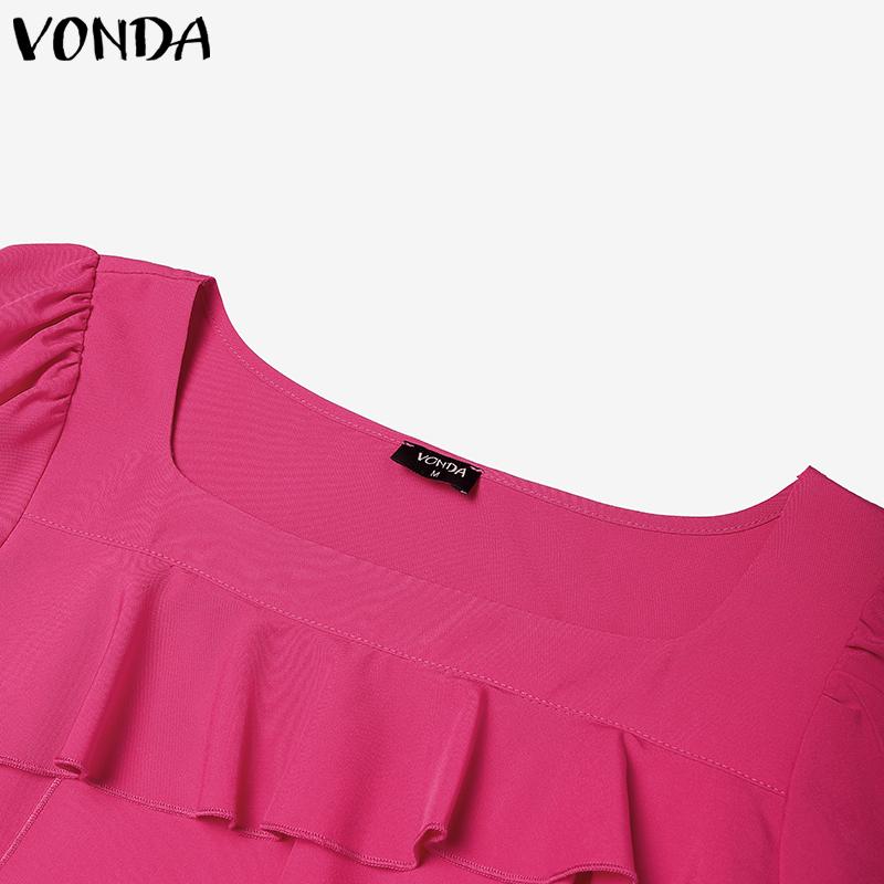 VONDA Summer Sets Women Short Sleeve Ruffled Tops and Mini Skirts Suits Outfits