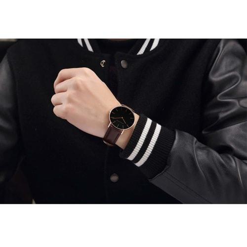 LECKY Men's Hannah Martin Watch, Simple Fashion Casual Business Watch with Japanese Quartz Movement, 40mm Dial, Genuine Leather Band, Unisex