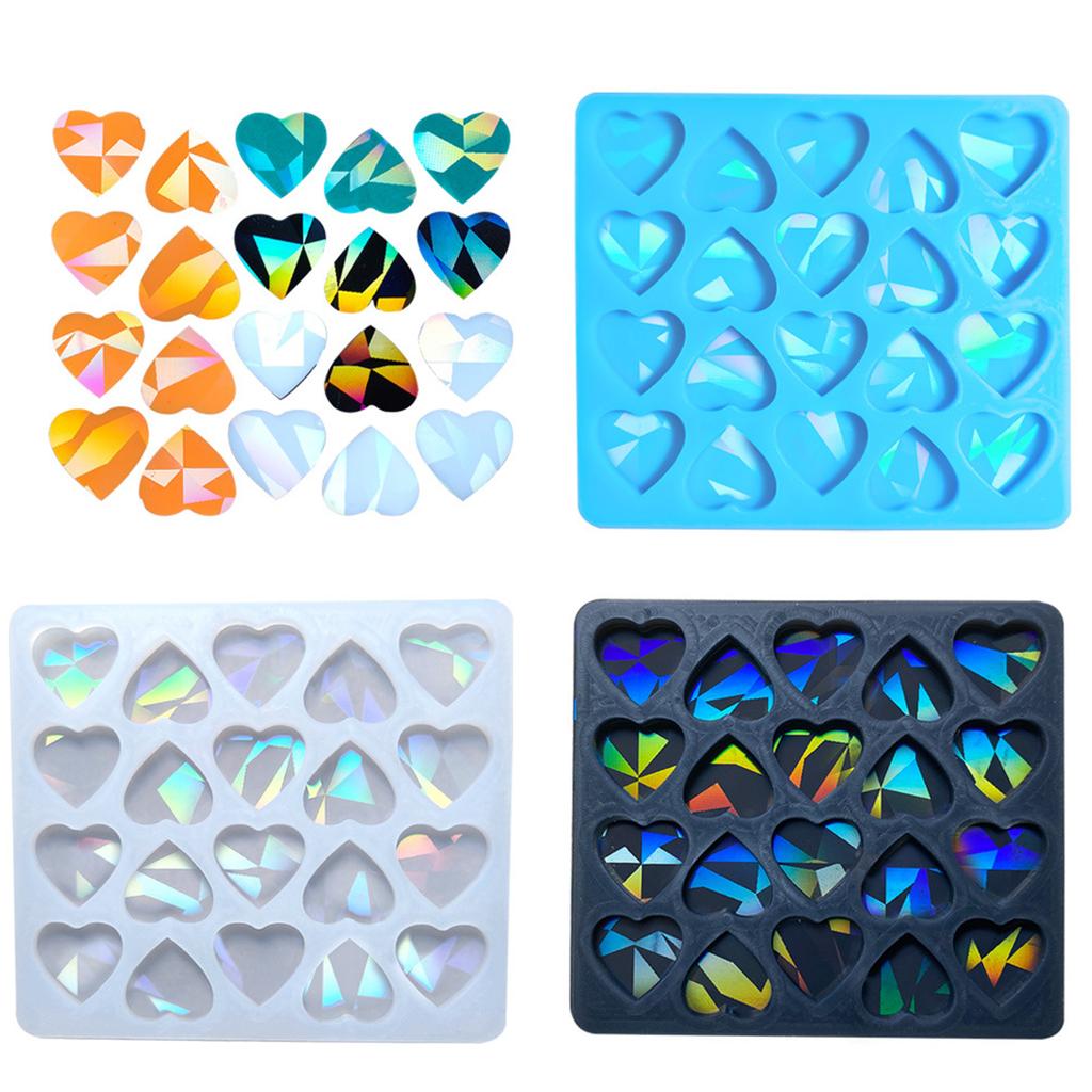 Holografische Herzförmige Silikonform Ohrstecker Epoxidharz Gussform für DIY Ohrringe Halskette Fußkettchen Armband