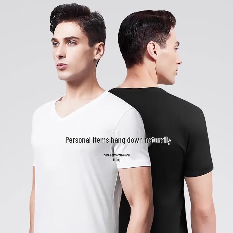 Septwolves Men's Pure Cotton V-Neck Short Sleeve T-Shirt