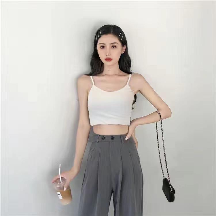 

Welfare products with chest pads, versatile suspenders, short vest, women s outer wear, slim-fitting and thin bottom top, small vest. large size [ 50-67.5kg ]