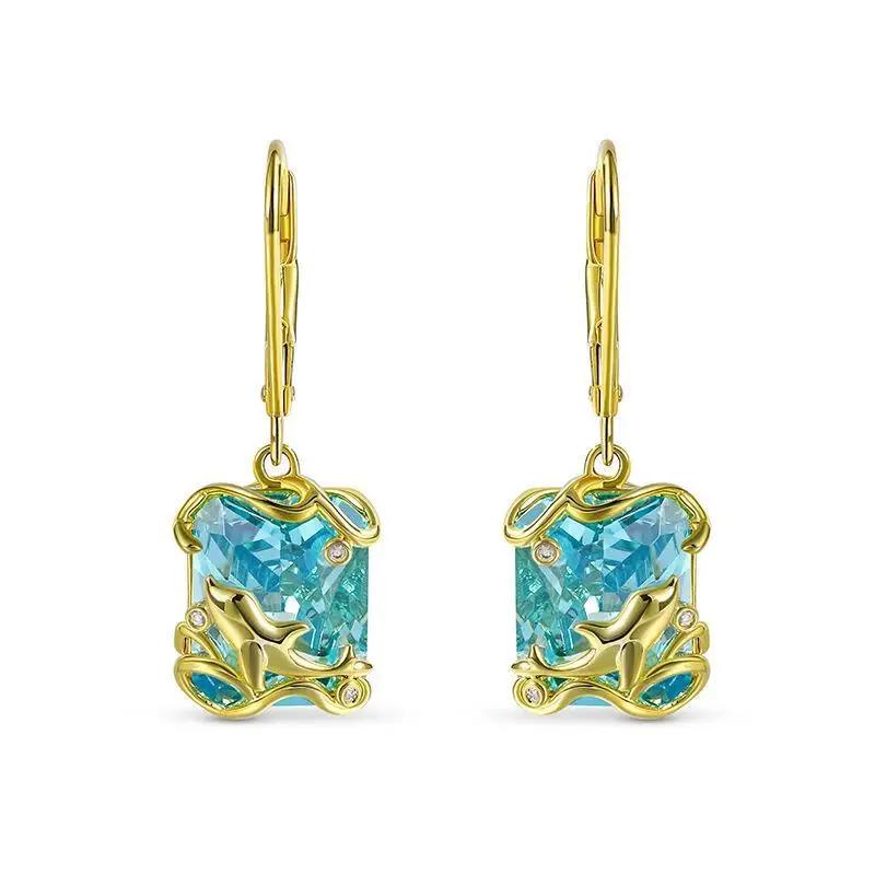 Light and mid-style square zircon flower earrings, elegant lace, light luxury retro earrings for women