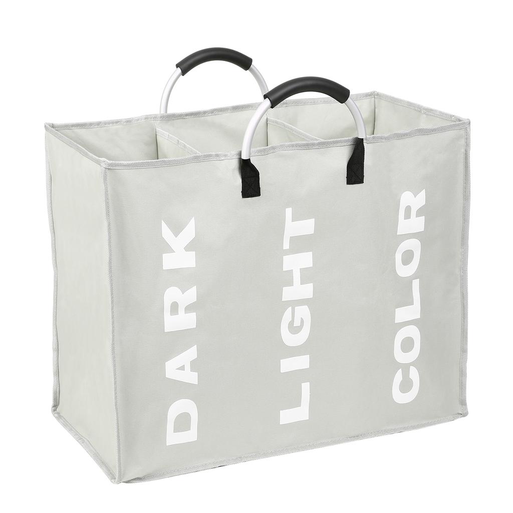 Collapsable 3-section Laundry Bag Foldable Laundry Hamper Durable Oxford Fabric Laundry Basket Clothes Sorter Portable