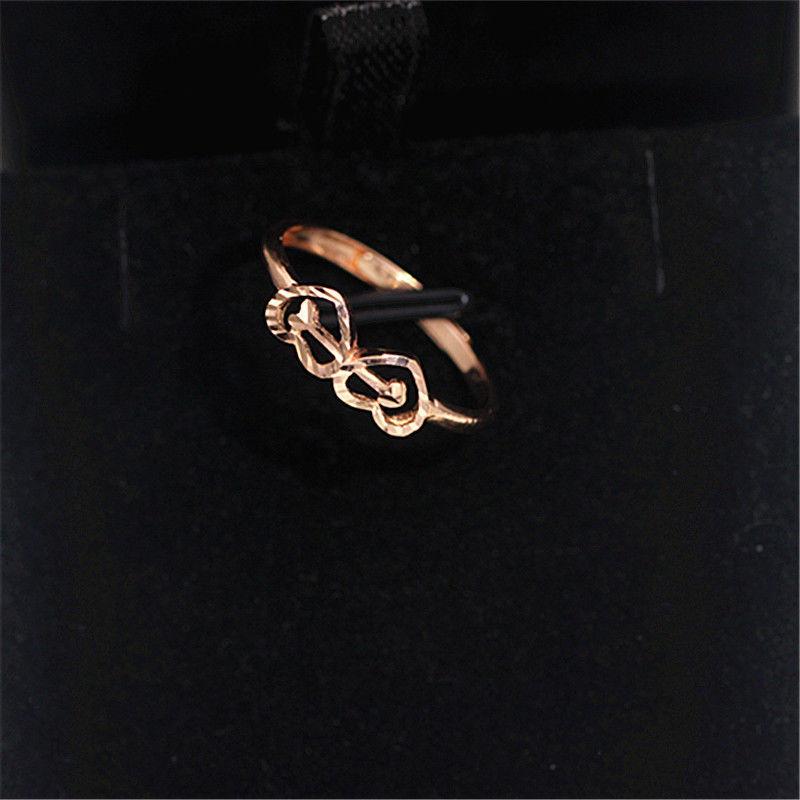 Purple Gold Women'S Love Ring Fashion Trend Design Arrow Plated Rose Gold Double Heart Ring