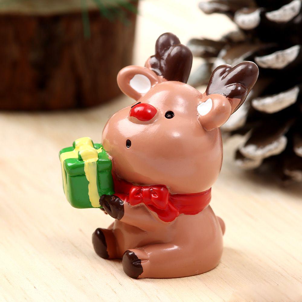 Mini Deer Figurines Resin Elk Toys Cake Topper Miniature Snow Scene Micro Landscape Home Decoration Christmas Supplies Craft