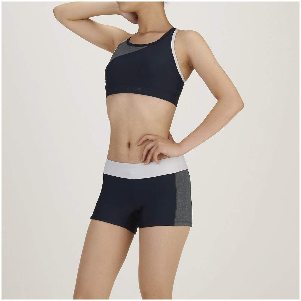 

MIZUNO Fitness Amphibious Women s Swimsuit, Separates, N2JG0384, Color Gray, Size L,