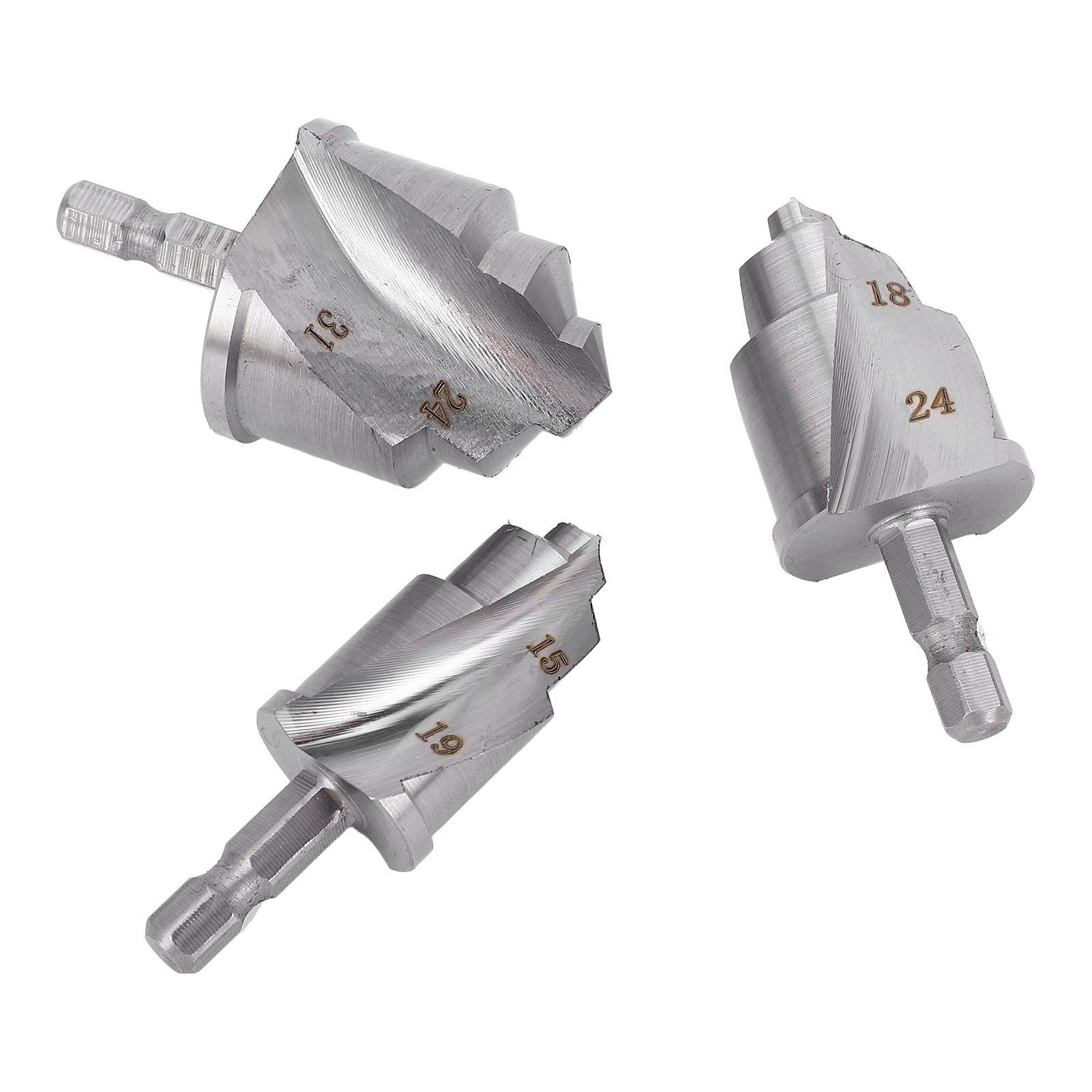 

3 шт. Подъемные сверла с шестигранным хвостовиком 1/4 дюйма, ступенчатое разверточное сверло для ремонта водопроводных труб ПВХ ППР