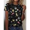 2026 Neues Cartoon-Tier Ganzmuster 3D Digitaldruck Damen-T-Shirt Harajuku Freizeit Kurzarm Rundhals Damen-Oberteil