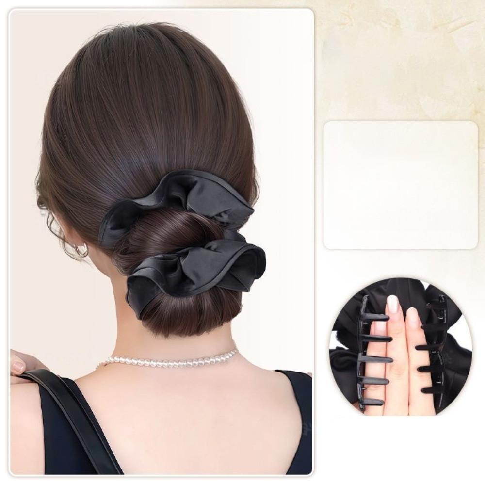 Synthetic Black Large Intestine Hair Ring Bun Head Wig Fashionable and Elegant Ladies Flower Bud Head Wig Hair Accessories
